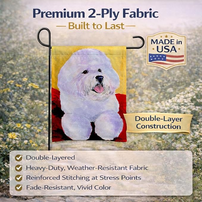 Caroline's Treasures SS8921GF Bichon Frise Garden Flag Mailbox Flag Decorative Yard Flag Banner Outside Patio Artwork Yard Flower Beds, Garden Size, Multicolor