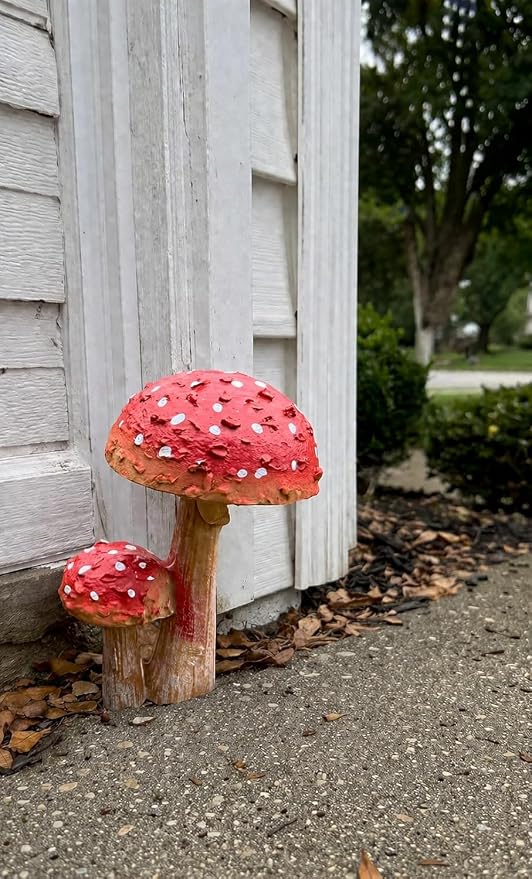 6 PCS Mushroom Decor Fairy Garden Accessories Outdoor - Assorted Sizes Resin Garden Mushrooms, Colorful Mushroom Figurines Yard Art Ornaments for Lawn, Patio, Plant Pot Decor