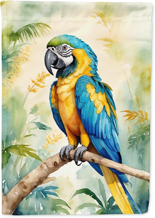 Caroline's Treasures Blue and Gold Macaw Garden Flag Mailbox Flag Decorative Yard Flag Banner Outside Patio Artwork Yard Flower Beds, Garden Size, Multicolor