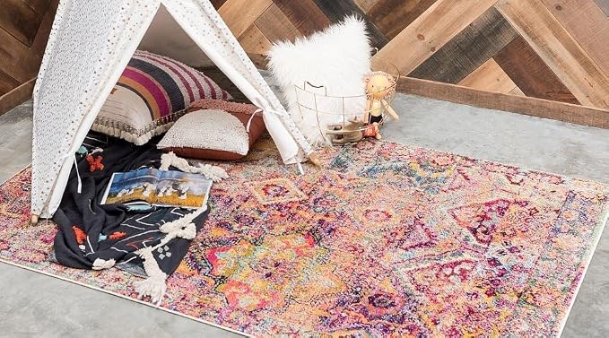 Unique Loom Monterey Collection Area Rug - Aztec (5' 1" x 8' Rectangle Multi/Blue)