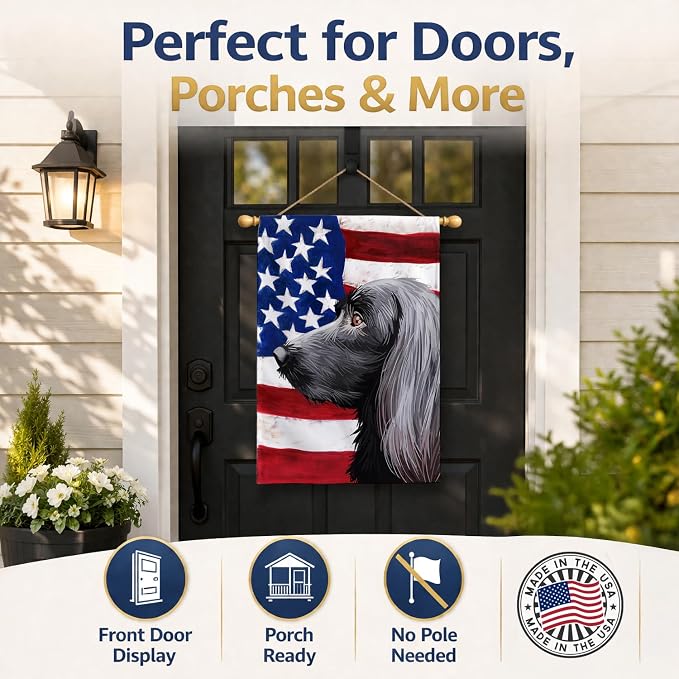 Caroline's Treasures CK6623CHF Large Munsterlander Dog American Flag House Flag Large Porch Sleeve Pole Decorative Outside Yard Banner Artwork Wall Hanging, Polyester, House Size, Multicolor