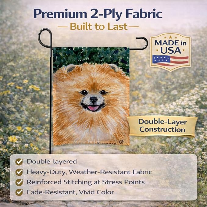 Caroline's Treasures SS8725GF Pomeranian Garden Flag Mailbox Flag Decorative Yard Flag Banner Outside Patio Artwork Yard Flower Beds, Garden Size, Multicolor