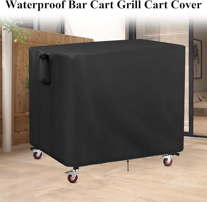 Prep Table Cover for Movable Dining Cart Table, 38inch Outdoor BBQ Cart Cover Bar Tool Cart Covers Cooler Covers - 38"L×27"W×39"H, Black