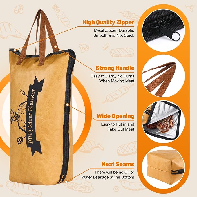 21&15 Inch BBQ Blanket for Resting Meat, Air Fryer/Dough/Kitchen/Smoker Accessories Party Picnic Camping-Insulated Bag for Brisket/Pork Shoulder/Turkey, Grill Accessories Gifts for Men, Dad