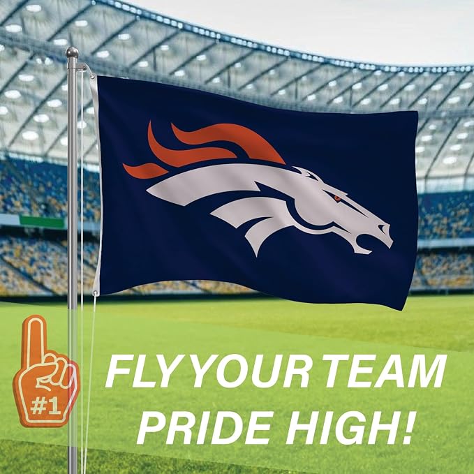 Team Sports America NFL Denver Broncos 3 x 5 Outdoor Durable House Flag with Grommets | Sport Team Flag & Banner | Indoor Wall Decor Flag for Room | Works with Flag Poles for Outside House