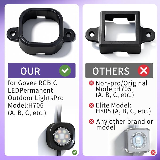 95 Pcs Light Clips for Govee Pro H706 Permanent Outdoor LED Lights Compatible with Govee Pro H706A H706B H706C Outdoor Decoration and Fixed luminaire Mounting Brackets Screws Kit (Black)