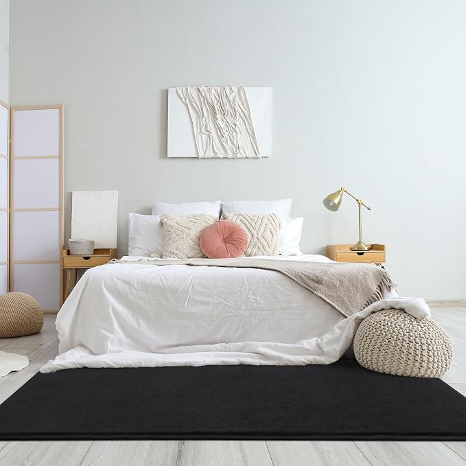 Amearea Modern Soft Hallway Runner Rug, 2x6 Feet Black Washable Runner Rugs | Fluffy Bedroom Bedside Rugs, Indoor Non Slip Memory Foam Rug Carpet for Hallway Entrance Kitchen Living Room Decor