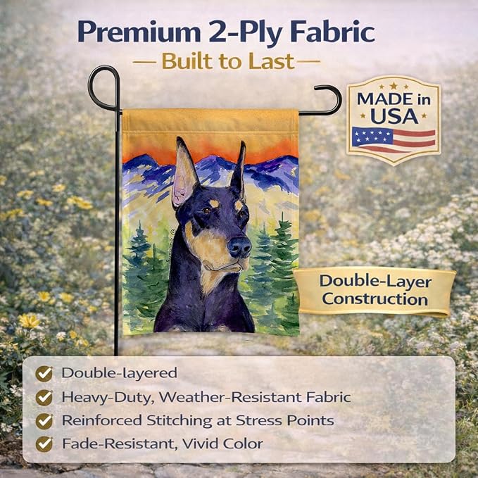 Caroline's Treasures SS8658GF Doberman Garden Flag Mailbox Flag Decorative Yard Flag Banner Outside Patio Artwork Yard Flower Beds, Garden Size, Multicolor
