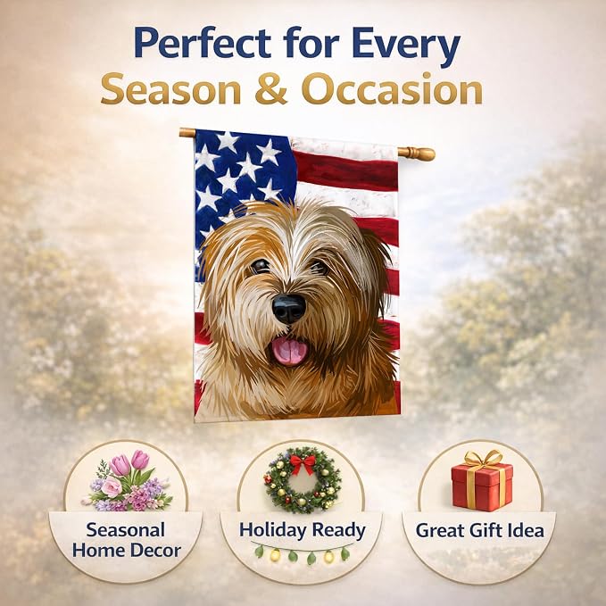 Caroline's Treasures CK6627CHF Norfolk Terrier Dog American Flag House Flag Large Porch Sleeve Pole Decorative Outside Yard Banner Artwork Wall Hanging, Polyester, House Size, Multicolor