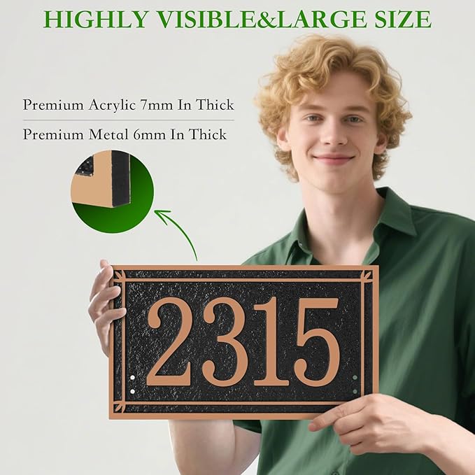 Custom House Address Sign, House Number Plaque Sign for Lawn,Yard,Ground,Driveway,Garden with 2 Stakes,Style 3