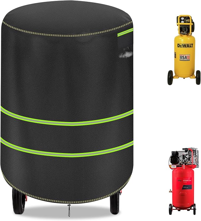 Upright Air Compressor Cover, 600D Heavy Duty Waterproof Air Compressor Cover, Suitable for 20-30 Gallon Vertical Air Compressors and Other Air Compressor Covers of the Same Size (Black)