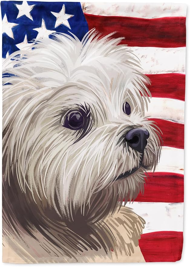 Caroline's Treasures CK6608GF Lowchen American Flag Garden Flag Mailbox Flag Decorative Yard Flag Banner Outside Patio Artwork Yard Flower Beds, Garden Size, Multicolor
