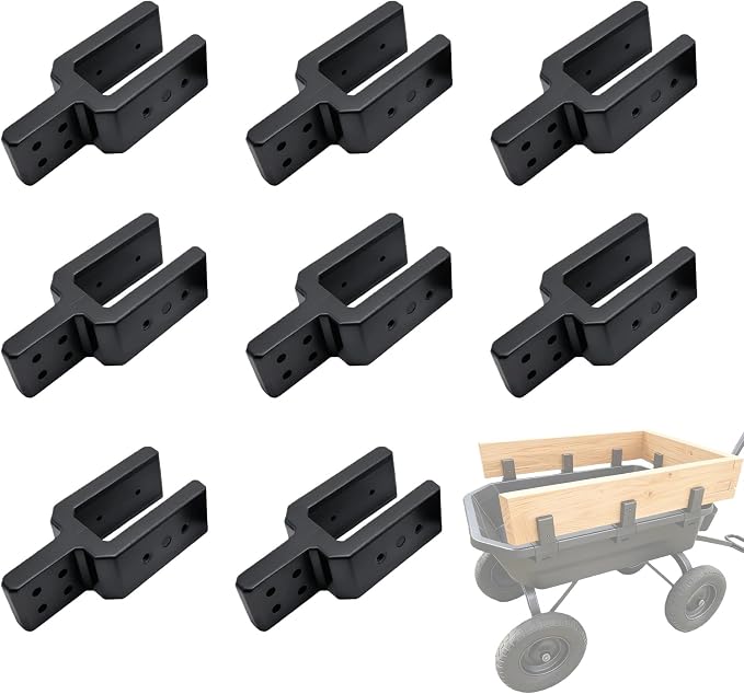 Maximum Coverage Garden cart Sidewall Brackets (8-Pack) - One-Piece Molded Nylon, 200LB Capacity Each, Compatible with Gorilla Cart 7 & 12 cu/ft Models, Black