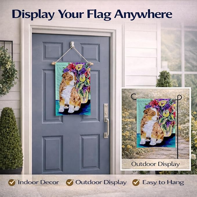 Caroline's Treasures SS8312GF Australian Shepherd Garden Flag Mailbox Flag Decorative Yard Flag Banner Outside Patio Artwork Yard Flower Beds, Garden Size, Multicolor