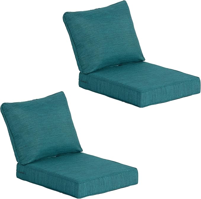 24"x27.5" Outdoor Deep Seat Patio Cushions Set of 2, Deep Seat Bottom Resilient Foam Filling Water-Resistant Stain-Resistant UV Resistant Weather Resistant with YKK Zippers, Malachite