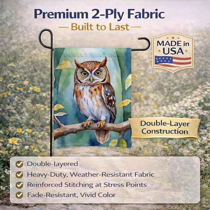 Caroline's Treasures Elf Owl Garden Flag Mailbox Flag Decorative Yard Flag Banner Outside Patio Artwork Yard Flower Beds, Garden Size, Multicolor