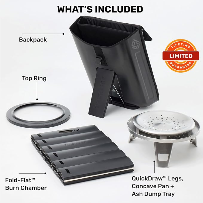 17” Portable Fire Pit for Camping - Collapsible & Folds Flat into Packable Carrying Case - Smokeless, Stainless Steel - Size Compares to Bonfire 19 - Perfect for Car, Overland Camping or RV