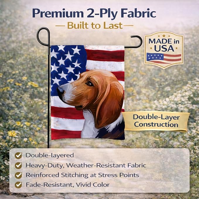 Caroline's Treasures CK6746GF Treeing Walker Coonhound American Flag Garden Flag Mailbox Flag Decorative Yard Flag Banner Outside Patio Artwork Yard Flower Beds, Garden Size, Multicolor