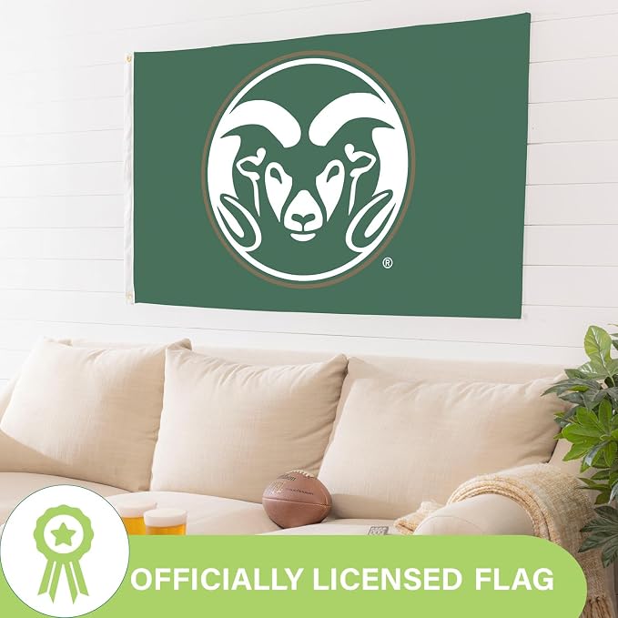 NCAA NCAA Colorado State University Flag with Grommets, 3'x5' CSU Rams Outdoor College Flags & Banners for Garden Patio Indoor Wall Décor