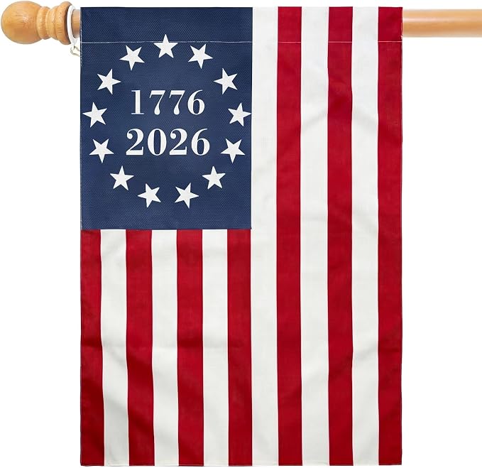 TOPFLAGS 250 Anniversary USA Flag House Flags 1776-2026 Betsy Ross Bennington Garden Flags 13 Star Colonies Double Side 28x40 Inch for Outside American Patriotic Banner