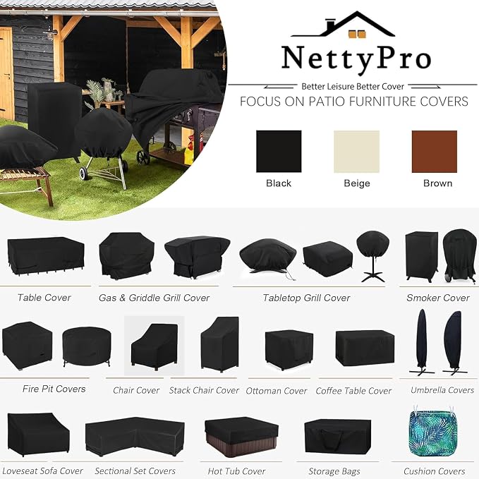 NettyPro Deck Box Cover Outdoor Waterproof Storage Bench Cover for Rectangular Deck Box, 50 x 21 x 23 inch, Black