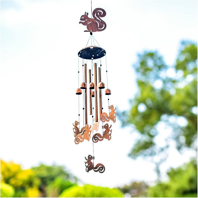 Squirrel Wind Chimes for Outside,Squirrel Gifts for Women Men/Memorial Gift/Birthday Gifts Metal windchimes Outdoors/Indoors,Garden Decor,Patio,Home,Porch,Yard Decorations