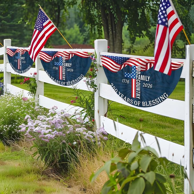 FLAGWIX American 250 Years of Blessing God 1776 2026 Fan Flag - Polyester Double-sided Yard Flags For Outside 3x6 ft - 4th of July Decorations for Home Yard Garden Decor Banner, Gifts For Men Women