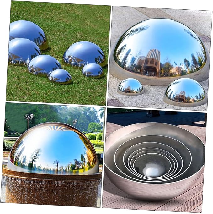 6Pcs Garden Reflective Ball Garden Sphere Ball Gazing Stainless Steel Mirror Hemisphere Mirror Globe Gazing Globe Shiny Sphere Mini Gold Globe