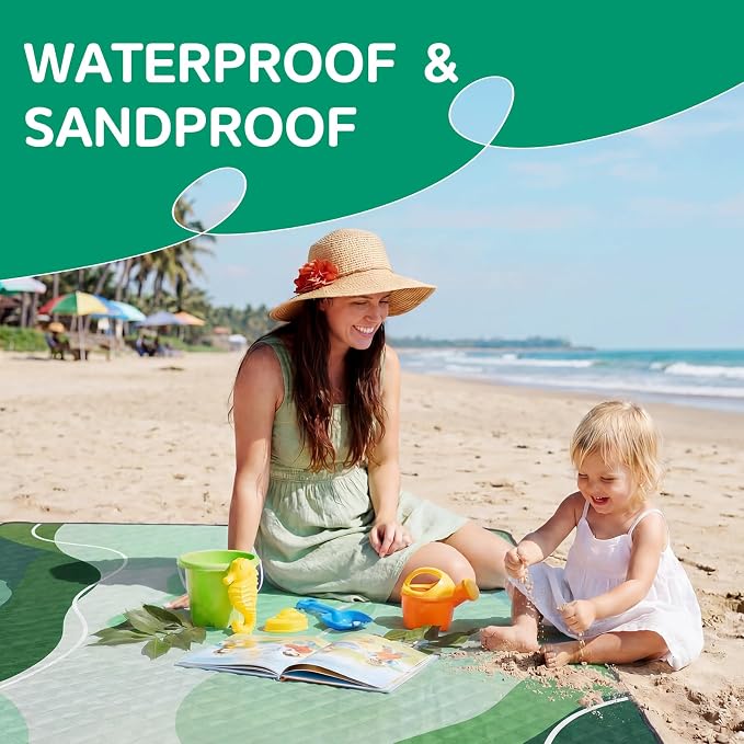 Waterproof Picnic Blanket Beach Outdoor Camping Mat Rug Extra Large Foldable Cute Big Travel Essential Accessories Gift Park Patio Lawn Garden Grass Ground Play Music Festival Concert Must Have