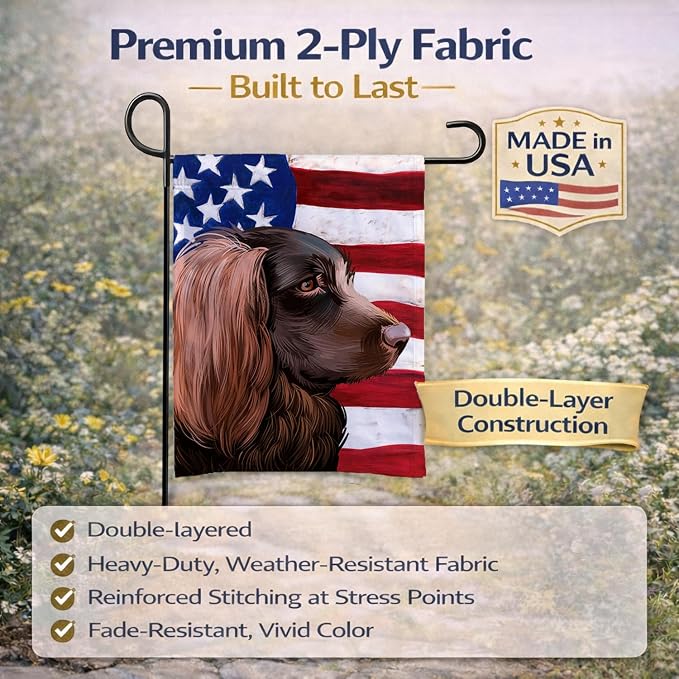 Caroline's Treasures CK6455GF Boykin Spaniel Dog American Flag Garden Flag Mailbox Flag Decorative Yard Flag Banner Outside Patio Artwork Yard Flower Beds, Garden Size, Multicolor
