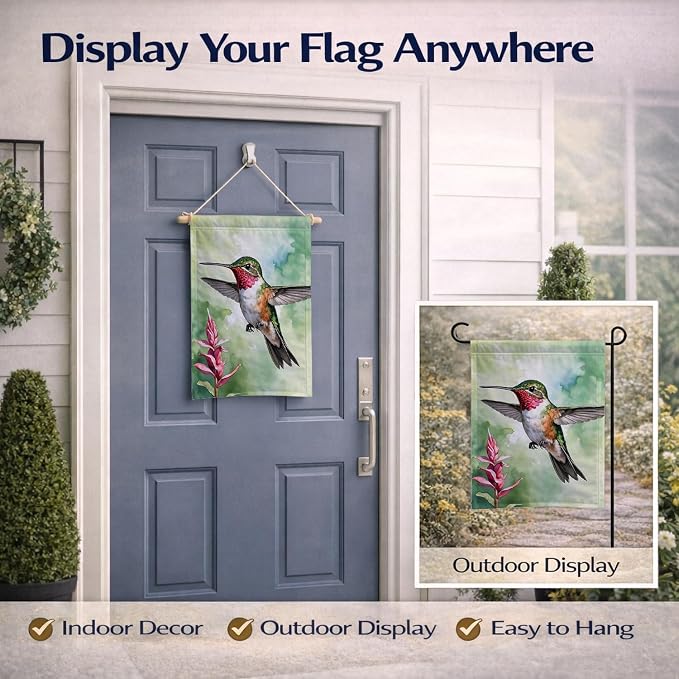Caroline's Treasures Calliope Hummingbird Garden Flag Mailbox Flag Decorative Yard Flag Banner Outside Patio Artwork Yard Flower Beds, Garden Size, Multicolor