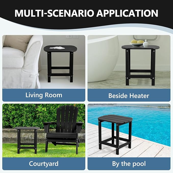 Adirondack Square Outdoor Side Table,2-Tier Storage Patio Side Table with Weatherproof HDPE Material Low