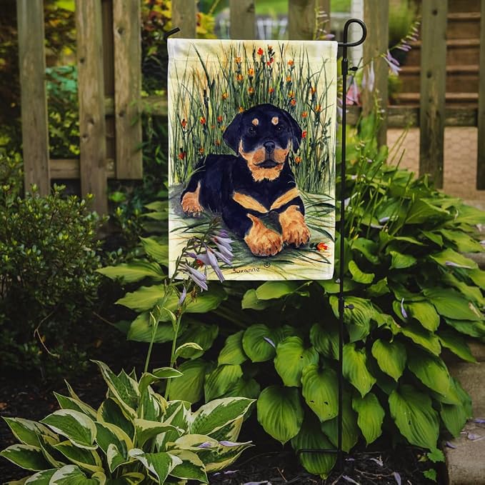 Caroline's Treasures SS8107GF Rottweiler Garden Flag Mailbox Flag Decorative Yard Flag Banner Outside Patio Artwork Yard Flower Beds, Garden Size, Multicolor
