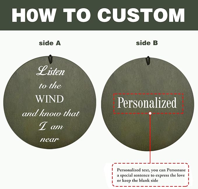 ASTARIN Memorial 36" Wind Chimes, Personalized Name Sympathy Wind Chime, in Memory of Loss Mom Loved One, Large Deep Tone Bereavement Windchimes, Listen to the Wind(Produced in Texas)