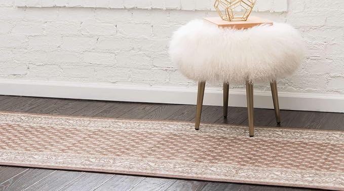 Unique Loom Williamsburg Collection Traditional Border with Dotted Center Area Rug, Runner 2' 9" x 9' 10", Brown/Beige