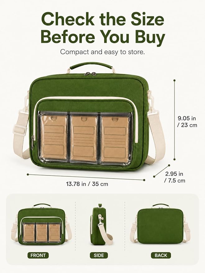 Seed Storage Organizer Bag with 30 Reusable Envelopes & 30 Protective Sleeves, Portable Garden Binder for Vegetable, Flower & Herb Packets, Green