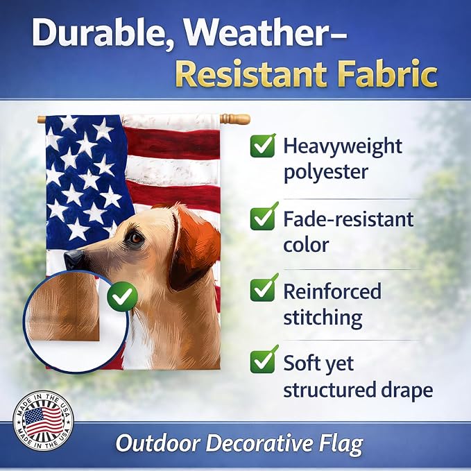 Caroline's Treasures CK6436CHF Black Mouth Cur Dog American Flag House Flag Large Porch Sleeve Pole Decorative Outside Yard Banner Artwork Wall Hanging, Polyester, House Size, Multicolor