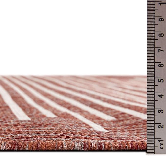 Unique Loom Outdoor Modern Collection Area Rug - Tambor (13' Round Rust Red/Ivory)