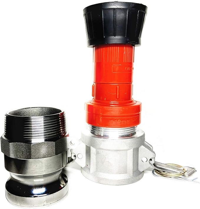 SAFBY Fire Hose Nozzle 1.5 Inch NPSH/NPT Thermoplastic Fire Equipment Spray Jet Fog with 1.5 Inch Aluminum Female and Male Fitting