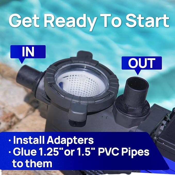 AQUASTRONG 1 HP Above Ground Pool Pump, Single Speed, 1.25"&1.5''adapter, 115V, 4945GPH, High Flow, Powerful Self Primming Swimming Pool Pumps with Filter Basket