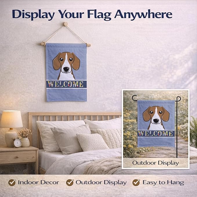 Caroline's Treasures BB1425GF Beagle Welcome Garden Flag, Blue Mailbox Flag Decorative Yard Flag Banner Outside Patio Artwork Yard Flower Beds, Garden Size, Multicolor