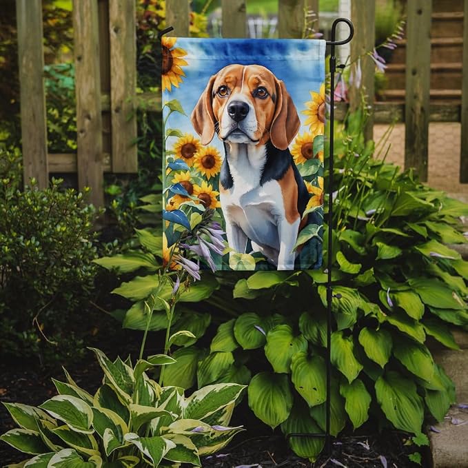 Caroline's Treasures DAC6019GF Beagle in Sunflowers Garden Flag Mailbox Flag Decorative Yard Flag Banner Outside Patio Artwork Yard Flower Beds, Garden Size, Multicolor