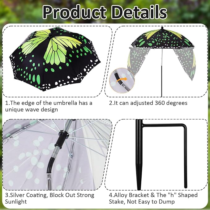 Plant Umbrellas for Outdoor Plants, Large Garden Plant Umbrella Shade Upgraded Adjustable Angle Height for Potted Plants Garden Beds