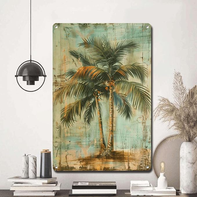 Metal Sign Tin Sign Vintage Wall Art Rustic Elegance Areca Palm Tin Sign for Vintage and Rustic Interiors Shabby Chic Decor and Corros Metal Sign for Pub 12×16 Inches