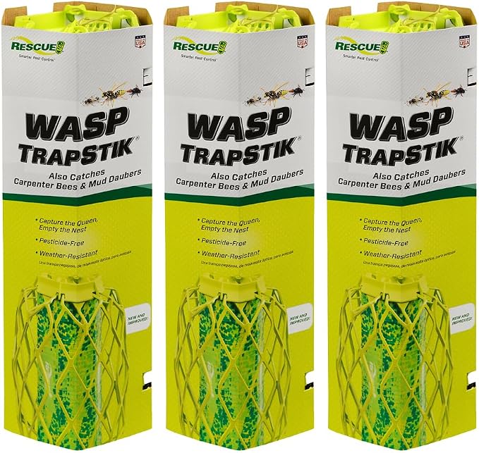 RESCUE! VisiLure® TrapStik for Wasps, Mud Daubers, Carpenter Bees – 3 Pack