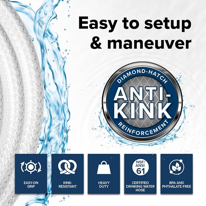 Camco TastePURE 50-Ft Water Hose - RV Drinking Water Hose Contains No Lead, No BPA & No Phthalate - Features Reinforced Design & Crafted of PVC - 1/2”, Made in the USA (22753)| (Pack of 3)