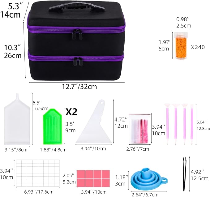 LEIYULY 240 Slots Storage Container for Diamond Art Kits with Diamond Art pens Tools and Portable Bead Storage Boxes, Diamond Art Storage Case and Diamond Art Storage Case