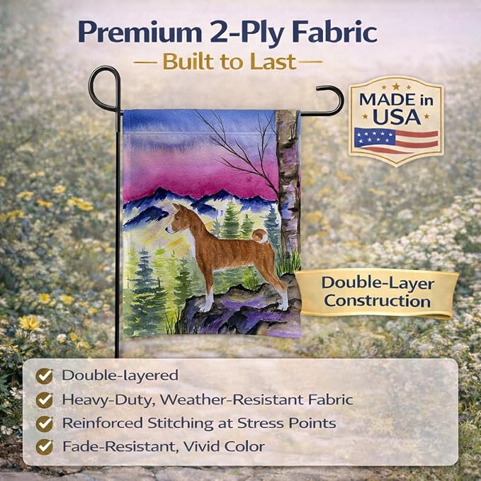 Caroline's Treasures SS8371GF Basenji Garden Flag Mailbox Flag Decorative Yard Flag Banner Outside Patio Artwork Yard Flower Beds, Garden Size, Multicolor