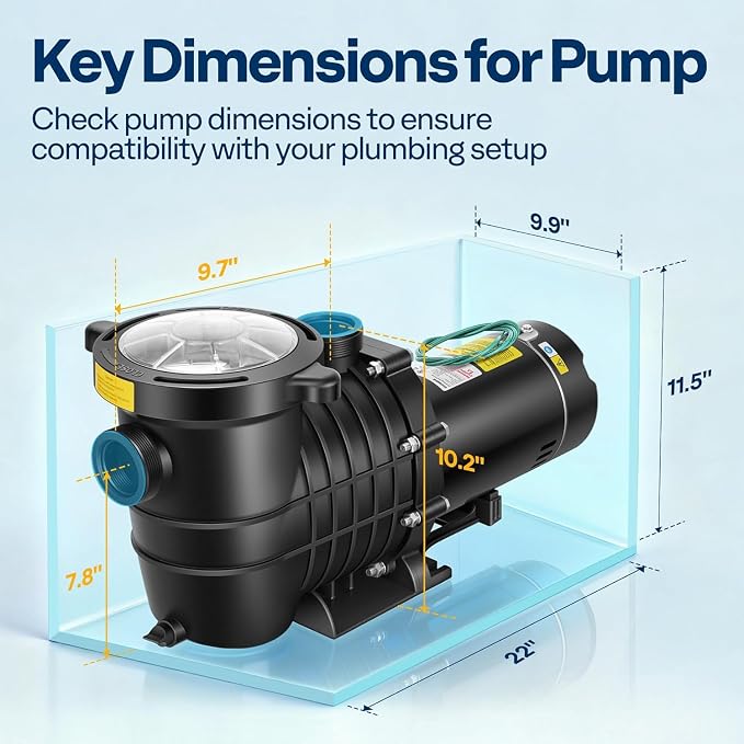 VIVOHOME 2.0HP In/Above Ground Pool Pump, 115V/230V 6800GPH Self-Priming | High Flow Energy Efficient Motor - 1.5", 2", and 1.25"-1.5" Connectors w/Strainer Basket
