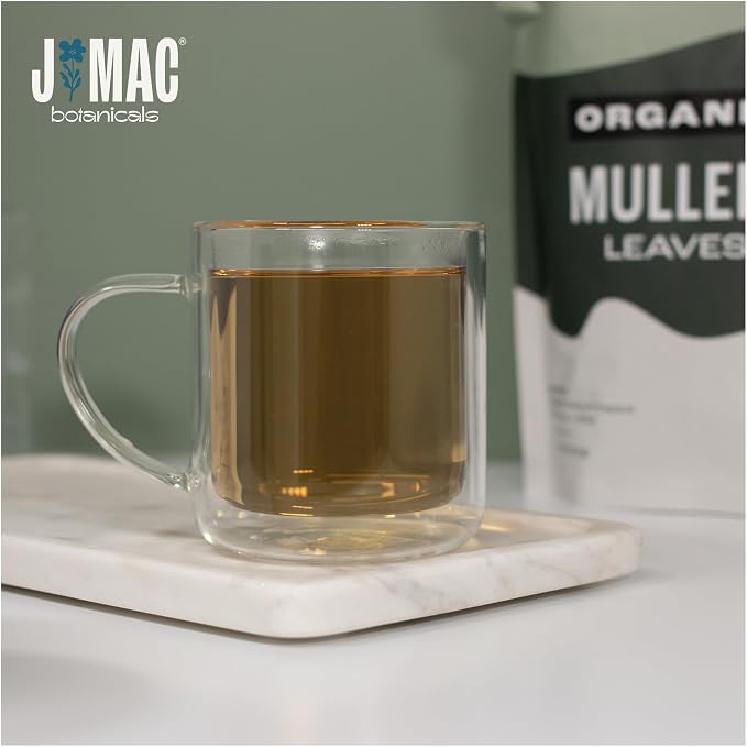 J Mac Botanicals Organic Mullein Leaves (16 oz) Certified USDA Organic. Loose Leaf Mullein Herbal Tea
